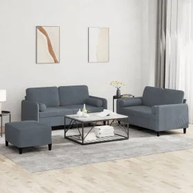3-piece dark gray velvet sofa set with cushions by , Sofas - Ref: Foro24-3202005, Price: 468,06 €, Discount: %