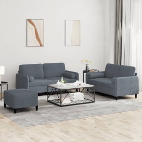 Juego de sofás con cojines 3 piezas terciopelo gris oscuro de , Sofás - Ref: Foro24-3202005, Precio: 459,44 €, Descuento: %
