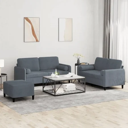 3-piece dark gray velvet sofa set with cushions by , Sofas - Ref: Foro24-3202005, Price: 468,06 €, Discount: %