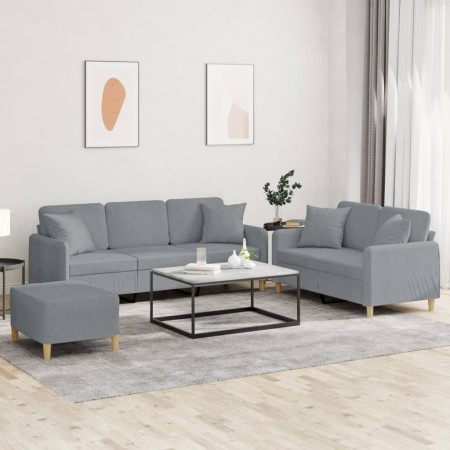 Juego de sofás con cojines 3 piezas tela gris claro de , Sofás - Ref: Foro24-3202142, Precio: 601,94 €, Descuento: %