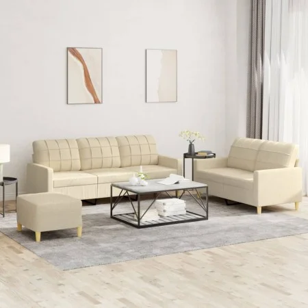 Juego de sofás con cojines 3 piezas tela crema de , Sofás - Ref: Foro24-3201316, Precio: 518,52 €, Descuento: %