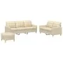 Juego de sofás con cojines 3 piezas tela crema de , Sofás - Ref: Foro24-3201316, Precio: 518,52 €, Descuento: %