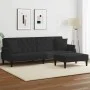 Sofá cama de 2 plazas con almohadas y taburete terciopelo negro de , Sofás - Ref: Foro24-3216222, Precio: 368,46 €, Descuento: %