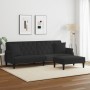 Sofá cama de 2 plazas con almohadas y taburete terciopelo negro de , Sofás - Ref: Foro24-3216222, Precio: 372,10 €, Descuento: %