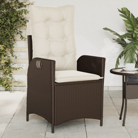 Sillón reclinable de jardín con cojines ratán sintético marrón de , Sillas de jardín - Ref: Foro24-365258, Precio: 119,90 €, ...
