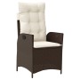 Sillón reclinable de jardín con cojines ratán sintético marrón de , Sillas de jardín - Ref: Foro24-365258, Precio: 119,90 €, ...