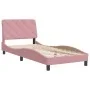 Bed frame with pink velvet headboard 90x200 cm by , Beds and slatted bases - Ref: Foro24-3207904, Price: 161,21 €, Discount: %