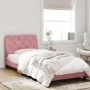 Bed frame with pink velvet headboard 90x200 cm by , Beds and slatted bases - Ref: Foro24-3207904, Price: 161,21 €, Discount: %