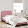 Estructura de cama con cabecero de terciopelo rosa 90x200 cm de , Camas y somieres - Ref: Foro24-3207904, Precio: 154,32 €, D...
