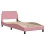 Bed frame with pink velvet headboard 90x200 cm by , Beds and slatted bases - Ref: Foro24-3207904, Price: 161,21 €, Discount: %