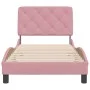Bed frame with pink velvet headboard 90x200 cm by , Beds and slatted bases - Ref: Foro24-3207904, Price: 161,21 €, Discount: %