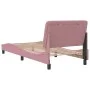 Bed frame with pink velvet headboard 90x200 cm by , Beds and slatted bases - Ref: Foro24-3207904, Price: 161,21 €, Discount: %