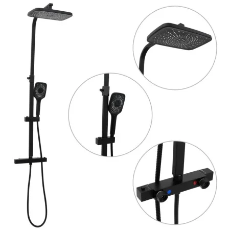 Set de ducha de doble cabezal con mezclador y flexo latón negro by , shower heads - Ref: Foro24-4013454, Price: 171,15 €, Dis...