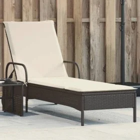 Tumbona con ruedas y cojín ratán sintético negro de , Tumbonas - Ref: Foro24-368308, Precio: 166,69 €, Descuento: %