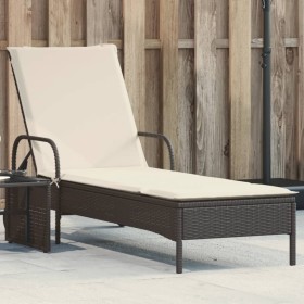 Tumbona con ruedas y cojín ratán sintético negro de , Tumbonas - Ref: Foro24-368308, Precio: 170,23 €, Descuento: %