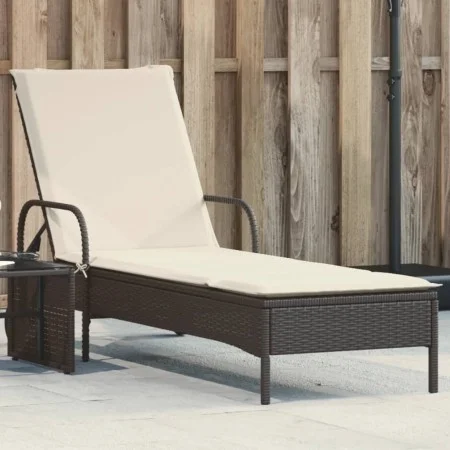 Tumbona con ruedas y cojín ratán sintético negro de , Tumbonas - Ref: Foro24-368308, Precio: 166,69 €, Descuento: %