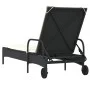 Tumbona con ruedas y cojín ratán sintético negro de , Tumbonas - Ref: Foro24-368308, Precio: 166,69 €, Descuento: %