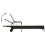 Tumbona con ruedas y cojín ratán sintético negro de , Tumbonas - Ref: Foro24-368308, Precio: 166,69 €, Descuento: %