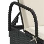 Tumbona con ruedas y cojín ratán sintético negro de , Tumbonas - Ref: Foro24-368308, Precio: 166,69 €, Descuento: %