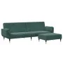 Sofá cama de 2 plazas con taburete terciopelo verde oscuro de , Sofás - Ref: Foro24-3258153, Precio: 394,34 €, Descuento: %