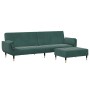 Sofá cama de 2 plazas con taburete terciopelo verde oscuro de , Sofás - Ref: Foro24-3258153, Precio: 401,85 €, Descuento: %