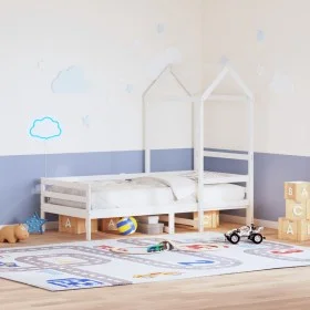 Solid white wood children's bed canopy 108x70x176.5 cm by , Accessories for beds and slatted bases - Ref: Foro24-846989, Pric...