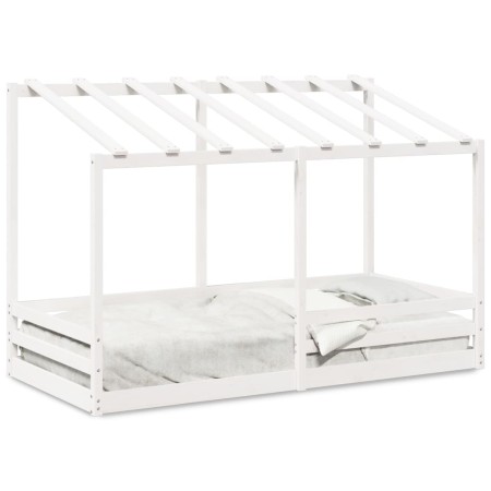 Cama infantil con techo madera maciza pino blanca 90x200 cm de , Camas y somieres - Ref: Foro24-847001, Precio: 130,41 €, Des...