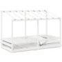 Cama infantil con techo madera maciza pino blanca 90x200 cm de , Camas y somieres - Ref: Foro24-847001, Precio: 129,43 €, Des...