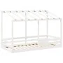 Cama infantil con techo madera maciza pino blanca 90x200 cm de , Camas y somieres - Ref: Foro24-847001, Precio: 129,43 €, Des...