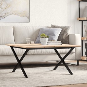 Mesa de centro marco X madera maciza pino y acero 80x80x45 cm de , Mesas de cocina y de comedor - Ref: Foro24-3282685, Precio...