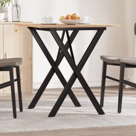 Mesa de comedor marco X madera maciza pino y acero 70x70x75 cm de , Mesas de cocina y de comedor - Ref: Foro24-3282693, Preci...