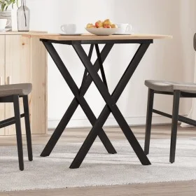 Mesa de comedor marco X madera maciza pino y acero 70x70x75 cm de , Mesas de cocina y de comedor - Ref: Foro24-3282693, Preci...