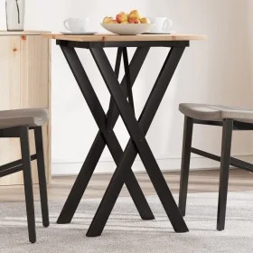 Mesa de comedor marco X madera maciza pino y acero 50x50x75 cm de , Mesas de cocina y de comedor - Ref: Foro24-3282691, Preci...