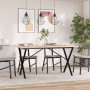 Mesa de comedor marco X madera maciza pino y acero 140x80x75cm de , Mesas de cocina y de comedor - Ref: Foro24-3282698, Preci...