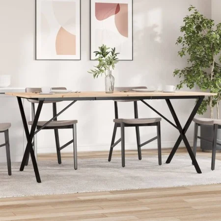 Mesa de comedor marco X madera maciza pino y acero 180x90x75cm by , Kitchen and dining tables - Ref: Foro24-3282700, Price: 1...