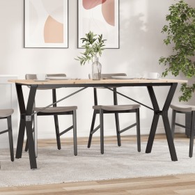 Mesa de comedor marco Y madera maciza pino y acero 160x80x75cm de , Mesas de cocina y de comedor - Ref: Foro24-3282721, Preci...