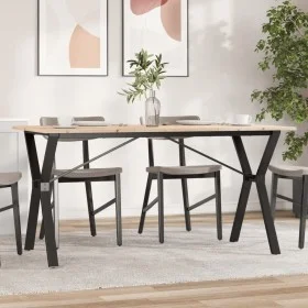 Mesa de comedor marco Y madera maciza pino y acero 160x80x75cm by , Kitchen and dining tables - Ref: Foro24-3282721, Price: 1...