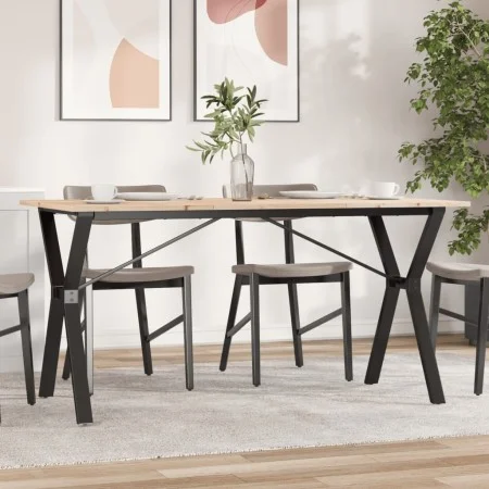 Mesa de comedor marco Y madera maciza pino y acero 160x80x75cm de , Mesas de cocina y de comedor - Ref: Foro24-3282721, Preci...