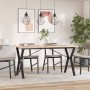Mesa de comedor marco Y madera maciza pino y acero 160x80x75cm de , Mesas de cocina y de comedor - Ref: Foro24-3282721, Preci...