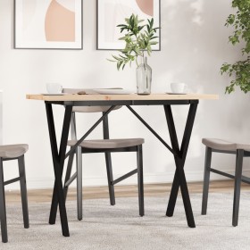 Mesa de comedor marco X madera maciza pino acero 100x50x75,5 cm de , Mesas de cocina y de comedor - Ref: Foro24-3282763, Prec...