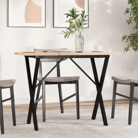Mesa de comedor marco X madera maciza pino acero 100x50x75,5 cm de , Mesas de cocina y de comedor - Ref: Foro24-3282763, Prec...
