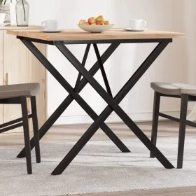 Mesa de comedor marco X madera maciza pino y acero 80x80x75,5cm by , Kitchen and dining tables - Ref: Foro24-3282761, Price: ...