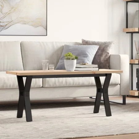 Mesa de centro marco Y madera maciza pino y acero 110x40x45,5cm by , Kitchen and dining tables - Ref: Foro24-3282777, Price: ...