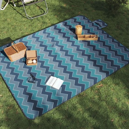 Manta de picnic plegable terciopelo ondas azules 200x150 cm de , Camping y senderismo - Ref: Foro24-4004205, Precio: 21,66 €,...