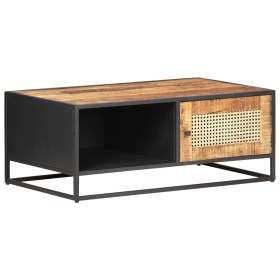 Mesa de centro madera de mango rugosa y caña natural 90x50x35cm de vidaXL, Mesas de centro - Ref: Foro24-323143, Precio: 175,...