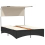 Tumbona doble con capota y cojines ratán sintético negro de , Tumbonas - Ref: Foro24-365621, Precio: 264,52 €, Descuento: %