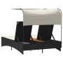 Tumbona doble con capota y cojines ratán sintético negro de , Tumbonas - Ref: Foro24-365621, Precio: 264,52 €, Descuento: %