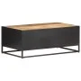 Mesa de centro madera de mango rugosa y caña natural 90x50x35cm de vidaXL, Mesas de centro - Ref: Foro24-323143, Precio: 173,...