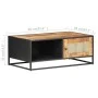 Mesa de centro madera de mango rugosa y caña natural 90x50x35cm de vidaXL, Mesas de centro - Ref: Foro24-323143, Precio: 173,...