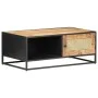 Mesa de centro madera de mango rugosa y caña natural 90x50x35cm de vidaXL, Mesas de centro - Ref: Foro24-323143, Precio: 173,...